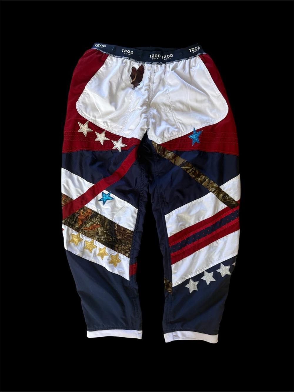 Izod Red White and Navy Star Appliqué Track Pants